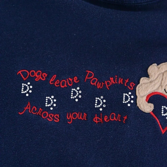 Vintage M&C Sportswear Navy Dogs Leave Paw Prints Crewneck Sweater L - Picture 10 of 11